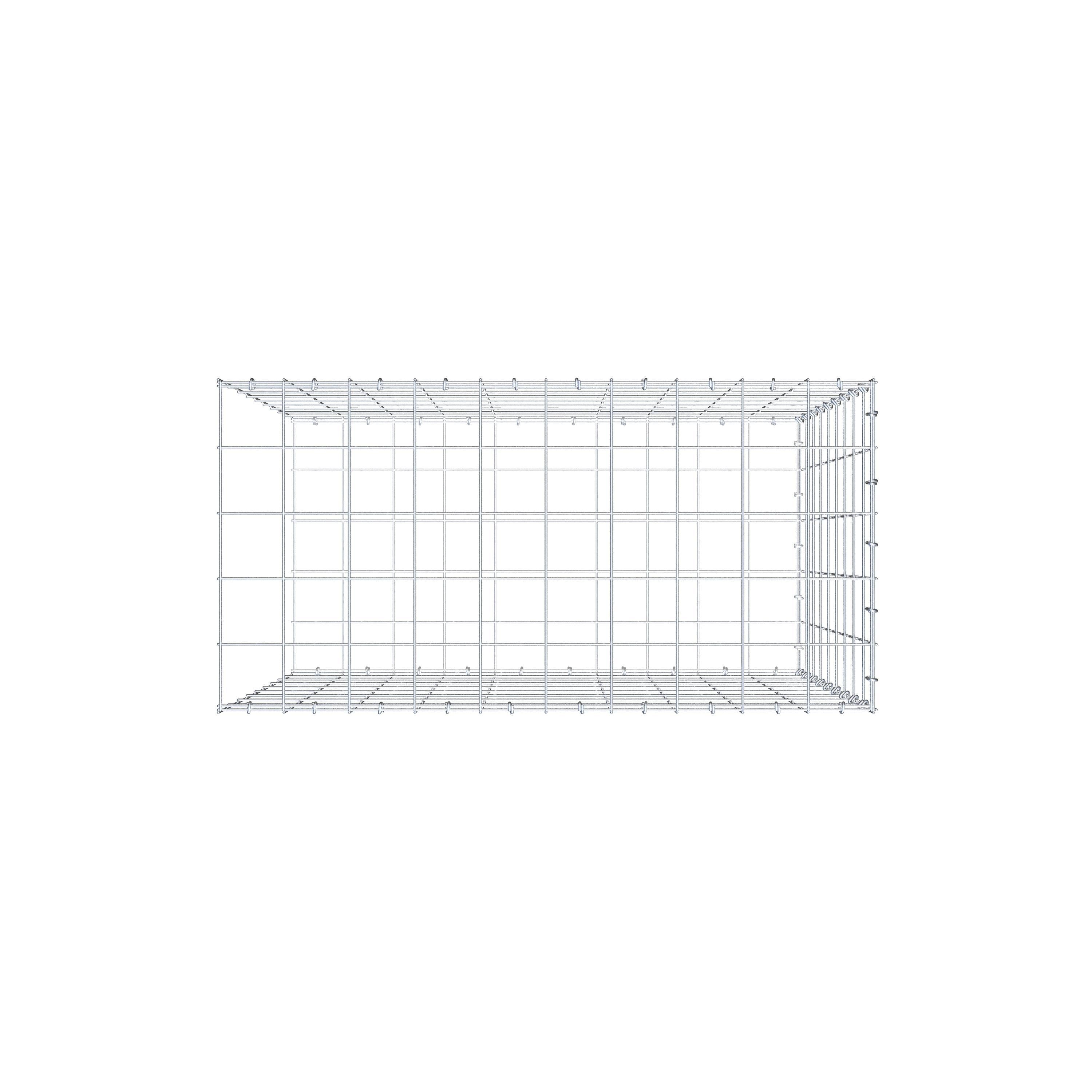 Monterad gabion typ 2 100 cm x 90 cm x 50 cm (L x H x D), maskstorlek 10 cm x 10 cm, C-ring