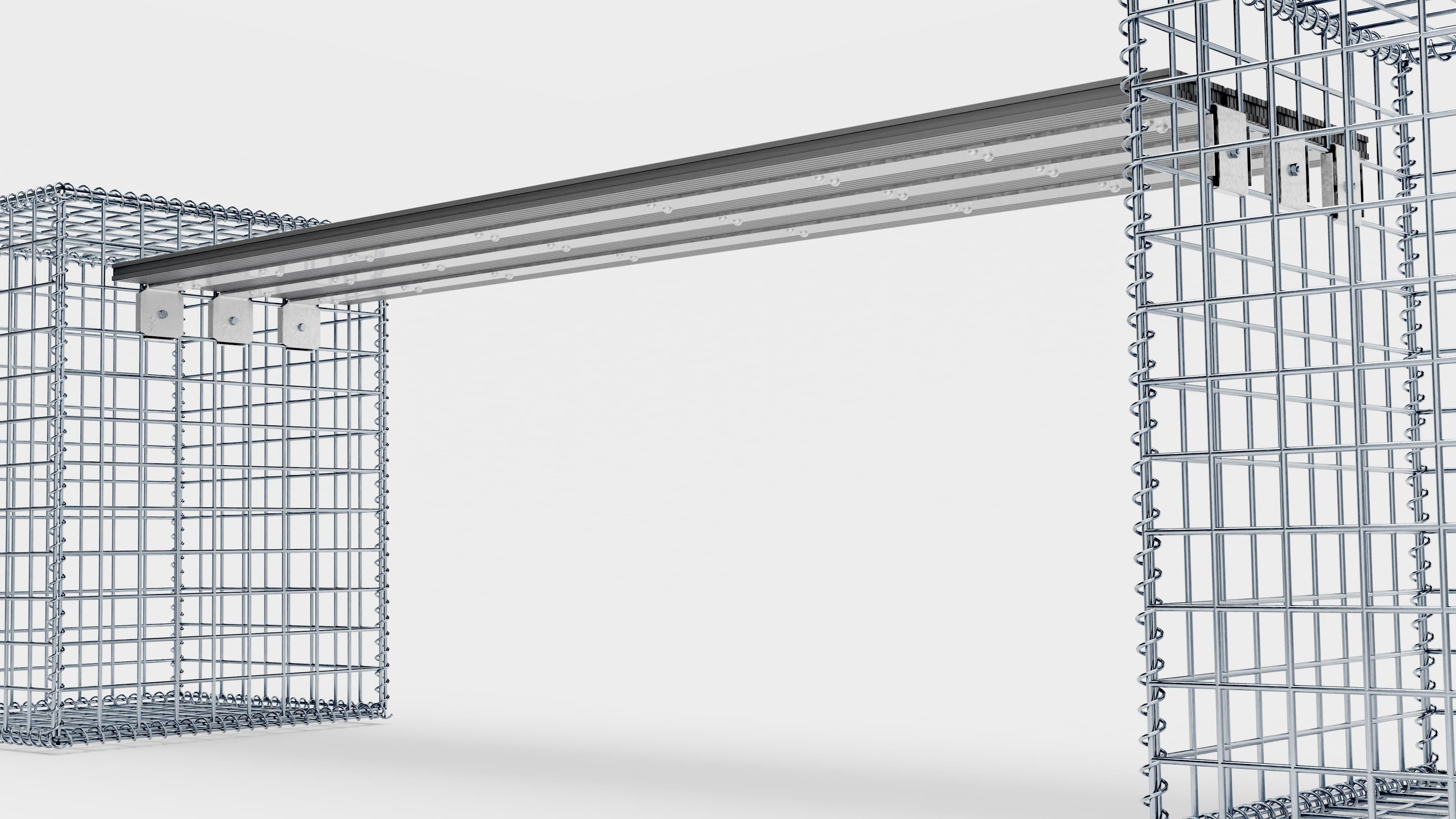 Gartenbank 2 Spiralgabionen - 205 x 60 x 40 cm (L x H x T) MW 5 x 5 cm,  mit Recyclingauflage in anthrazit